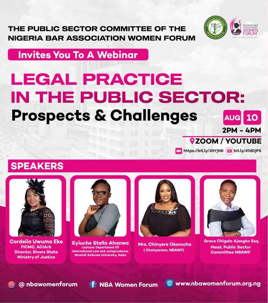 NBAWF Webinar: Join The Conversation On “Legal Practice In The Public Sector: Prospects & Challenges”