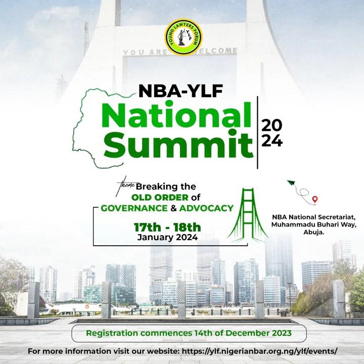 NBA NOTICE: Statement By The NBA-YLF Chairman, A. T. Aboki On The Forthcoming NBA-YLF Summit, 2024