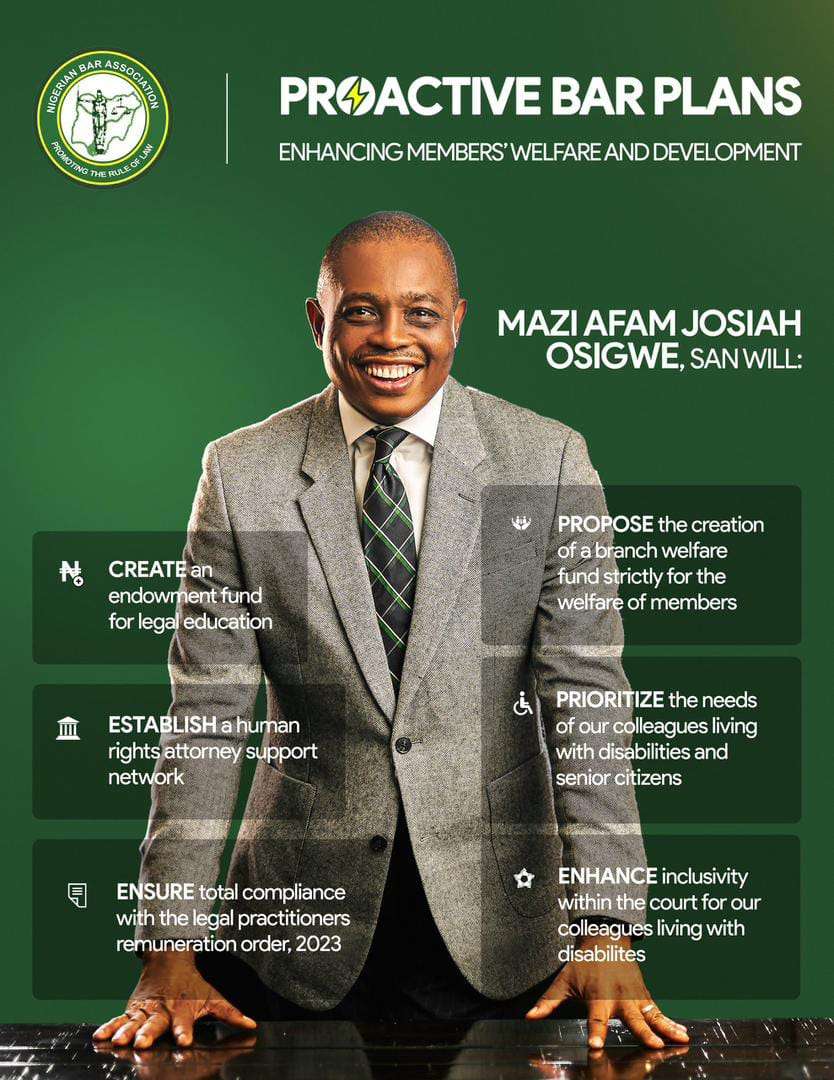 BREAKING!!! 15 Past Chairmen Of The NBA, Abuja Branch From 1986 Till Date, Endorse Mazi Afam Osigwe, SAN For NBA President