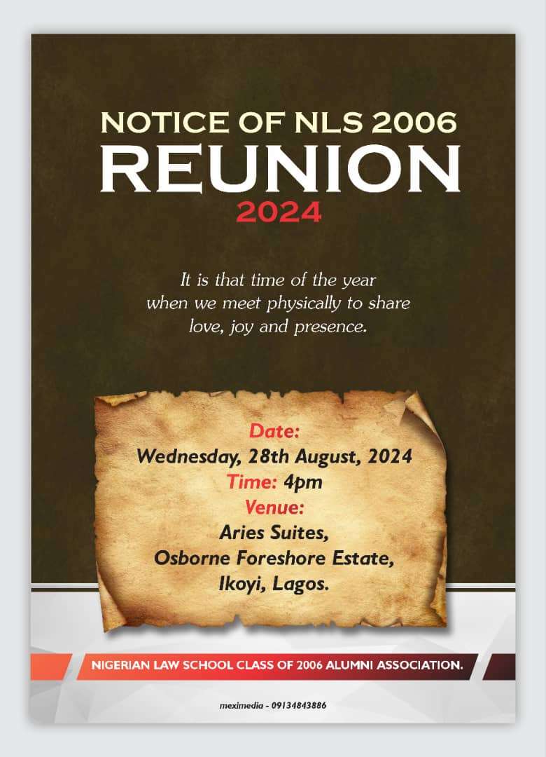 Nigerian Law School Class Of 2006 To Hold Reunion And Dinner